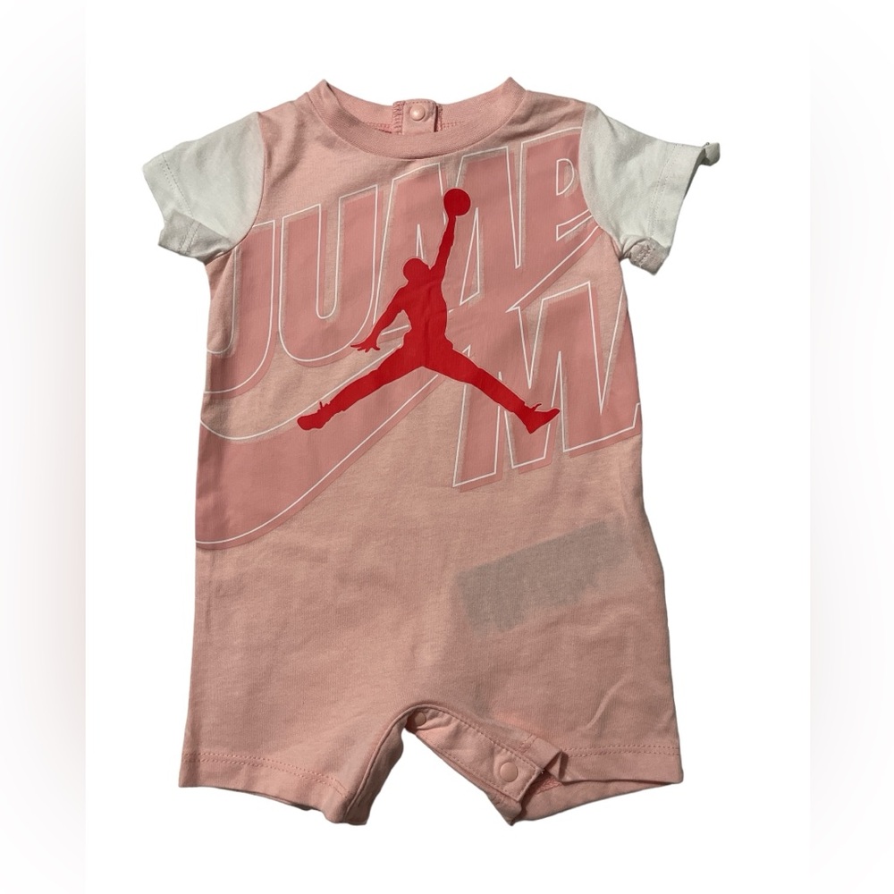 Jordan Jumpman White & Pink Romper For Little Girls